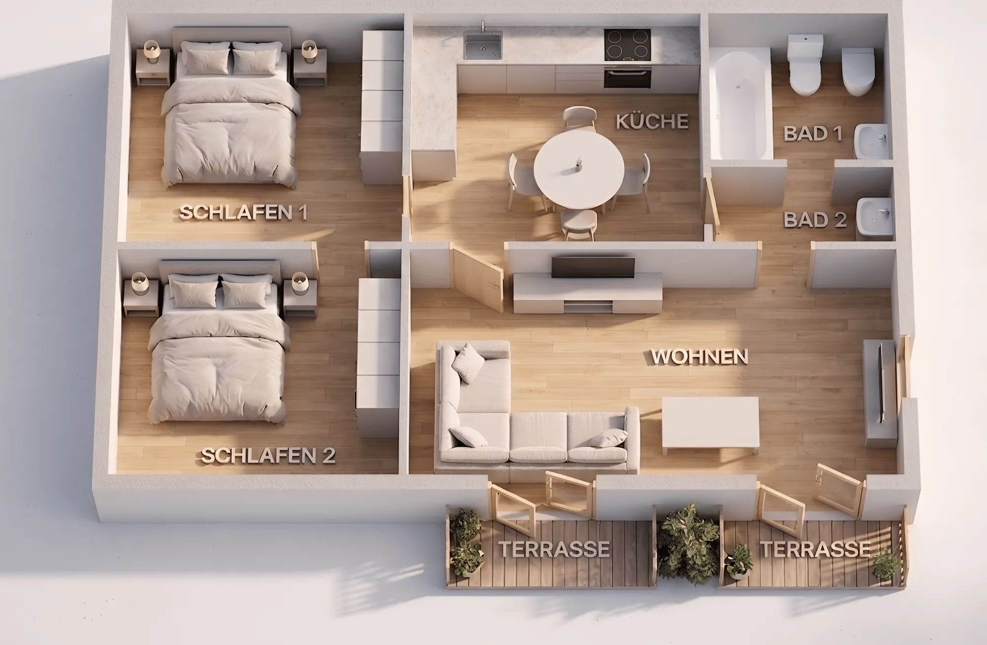 3D-Rendering des Wohnkonzepts