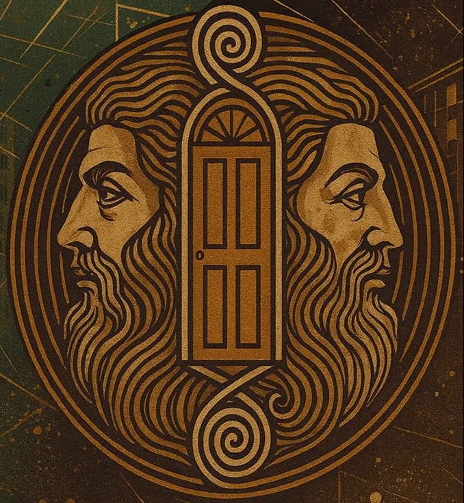Janusberg Markenzeichen — Zeichnung des Janus-Kopf-Logos