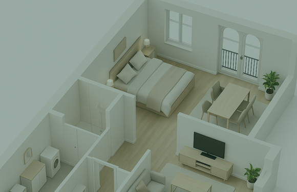 Moderner 3D-Grundriss eines sanierten Gründerzeithauses – Janusberg® visualisiert Projekte für präzise Planung und effiziente Umsetzung.