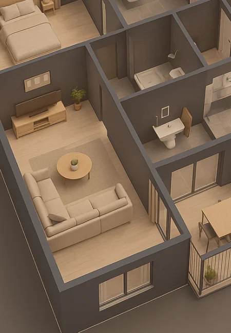 Animierter 3D-Grundriss für Immobilien – moderne Visualisierung von Raumkonzepten bei Janusberg®